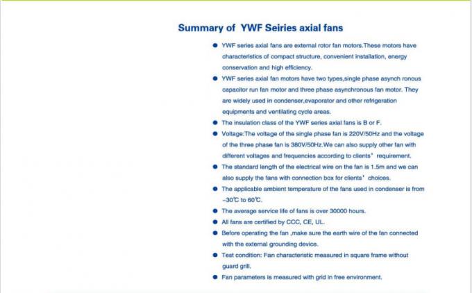YWF Série 200 à 630mm Entrepôt frigorifique Ventilateur Lame Moteur Condenseur Évaporateur Ventilateur Fabricant Rotor externe Ventilateur axial 6