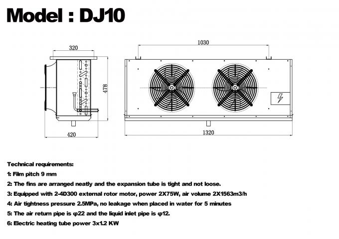Série DJ DJ100 refroidisseur monobloc certifié CE, évaporateur de refroidisseur d'air dédié au stockage frigorifique, évaporateur de plafond, fabricant d'équipement de réfrigération, usine de réfrigération, entrepôt frigorifique 2