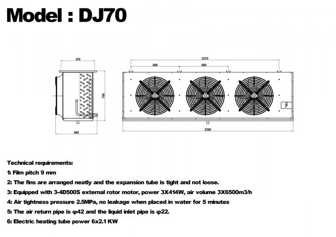 Série DJ DJ100 refroidisseur monobloc certifié CE, évaporateur de refroidisseur d'air dédié au stockage frigorifique, évaporateur de plafond, fabricant d'équipement de réfrigération, usine de réfrigération, entrepôt frigorifique 8