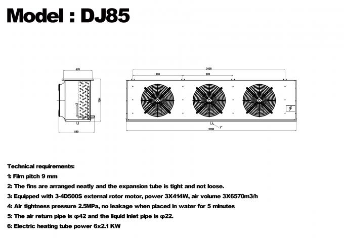 Série DJ DJ100 refroidisseur monobloc certifié CE, évaporateur de refroidisseur d'air dédié au stockage frigorifique, évaporateur de plafond, fabricant d'équipement de réfrigération, usine de réfrigération, entrepôt frigorifique 9