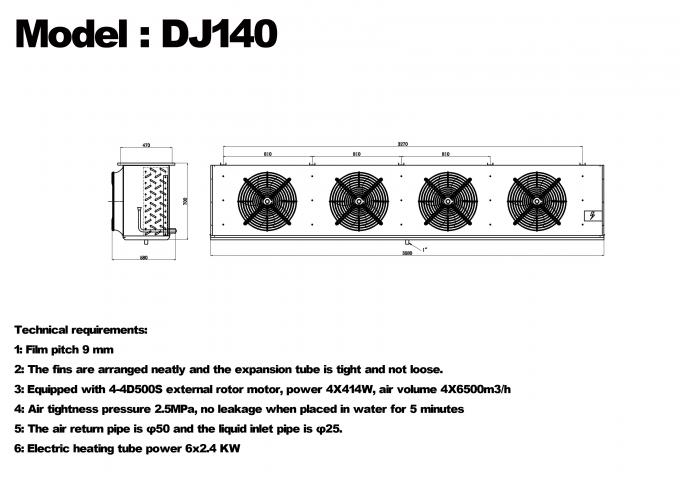 Série DJ DJ100 refroidisseur monobloc certifié CE, évaporateur de refroidisseur d'air dédié au stockage frigorifique, évaporateur de plafond, fabricant d'équipement de réfrigération, usine de réfrigération, entrepôt frigorifique 11