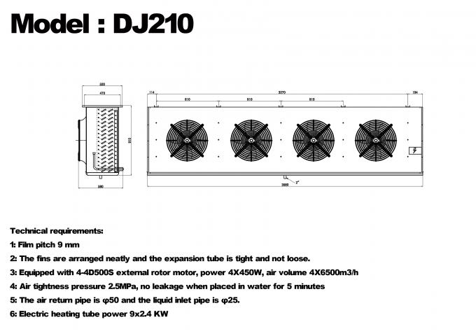 Série DJ DJ100 refroidisseur monobloc certifié CE, évaporateur de refroidisseur d'air dédié au stockage frigorifique, évaporateur de plafond, fabricant d'équipement de réfrigération, usine de réfrigération, entrepôt frigorifique 13