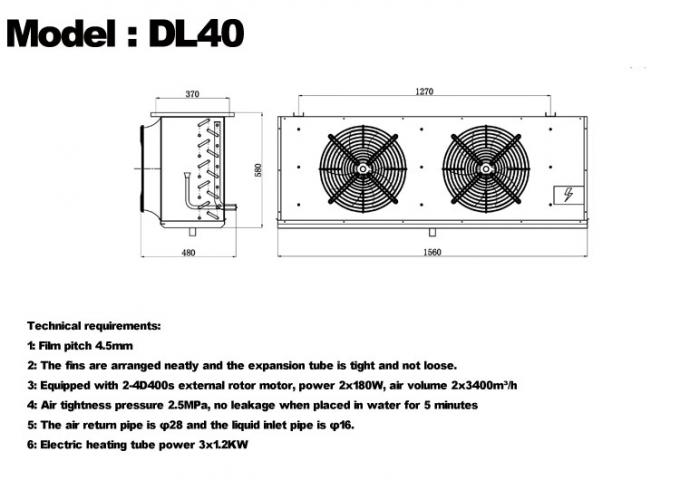 Série DL Refroidisseur d'air DL22 certification CE personnalisée évaporateur de chambre froide 3HP évaporateur de plafond, adapté à la réfrigération d'entrepôt, chambre froide, entrepôt frigorifique de légumes 3