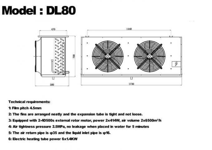 Série DL Refroidisseur d'air DL22 certification CE personnalisée évaporateur de chambre froide 3HP évaporateur de plafond, adapté à la réfrigération d'entrepôt, chambre froide, entrepôt frigorifique de légumes 5