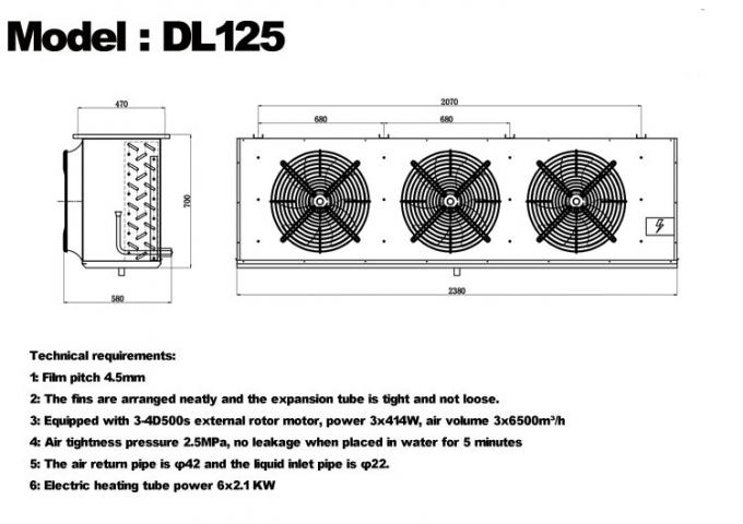 Série DL Refroidisseur d'air DL22 certification CE personnalisée évaporateur de chambre froide 3HP évaporateur de plafond, adapté à la réfrigération d'entrepôt, chambre froide, entrepôt frigorifique de légumes 7