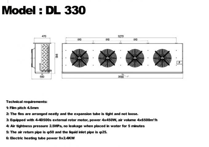 Série DL Refroidisseur d'air DL22 certification CE personnalisée évaporateur de chambre froide 3HP évaporateur de plafond, adapté à la réfrigération d'entrepôt, chambre froide, entrepôt frigorifique de légumes 12