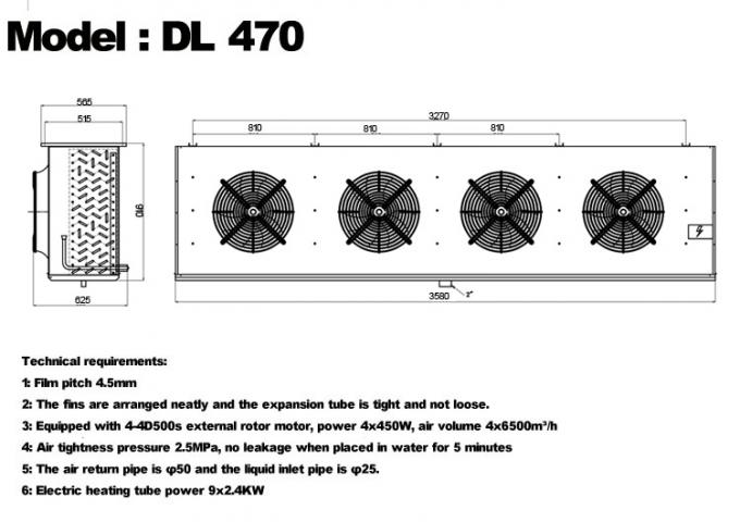 Série DL Refroidisseur d'air DL22 certification CE personnalisée évaporateur de chambre froide 3HP évaporateur de plafond, adapté à la réfrigération d'entrepôt, chambre froide, entrepôt frigorifique de légumes 14