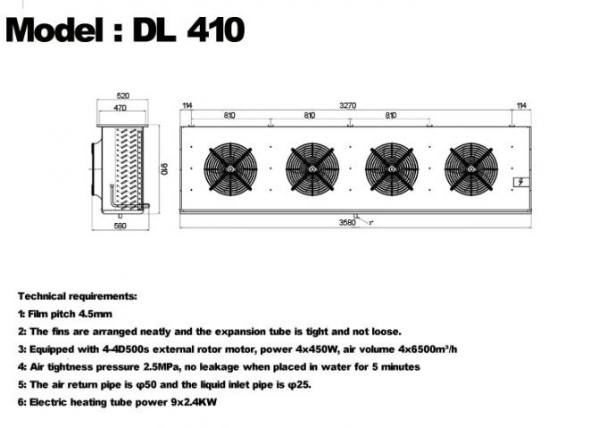Série DL Refroidisseur d'air DL22 certification CE personnalisée évaporateur de chambre froide 3HP évaporateur de plafond, adapté à la réfrigération d'entrepôt, chambre froide, entrepôt frigorifique de légumes 13