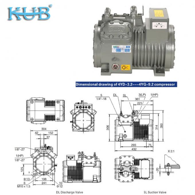 Compresseur frigorifique semi-hermétique à piston de 2HP à 50HP Fabriqué en Chine, supportant la personnalisation, compresseur frigorifique économique pour chambre froide, compresseur pour chambre froide, système de chambre froide, entrepôt frigorifique industriel 4
