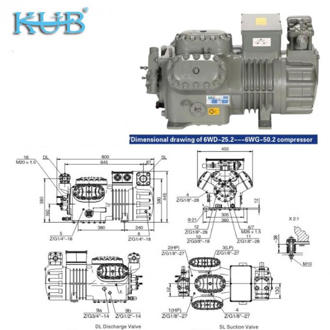 Compresseur frigorifique semi-hermétique à piston de 2HP à 50HP Fabriqué en Chine, supportant la personnalisation, compresseur frigorifique économique pour chambre froide, compresseur pour chambre froide, système de chambre froide, entrepôt frigorifique industriel 7
