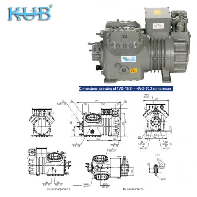 Compresseur frigorifique semi-hermétique à piston de 2HP à 50HP Fabriqué en Chine, supportant la personnalisation, compresseur frigorifique économique pour chambre froide, compresseur pour chambre froide, système de chambre froide, entrepôt frigorifique industriel 6