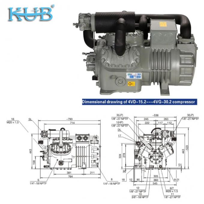 Compresseur frigorifique semi-hermétique à piston de 2HP à 50HP Fabriqué en Chine, supportant la personnalisation, compresseur frigorifique économique pour chambre froide, compresseur pour chambre froide, système de chambre froide, entrepôt frigorifique industriel 8