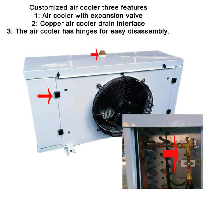 DD12 Coil d'évaporateur de refroidisseur d'air à nageoires d'aluminium hydrophile avec charnière Évaporateur avec vanne de dilatation Évaporateur pour chambre froide