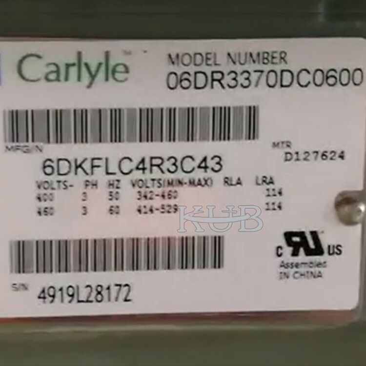7Compresseur de réfrigération Carlyle sans huile de 400 V 3 PH 50 Hz pour stockage à froid