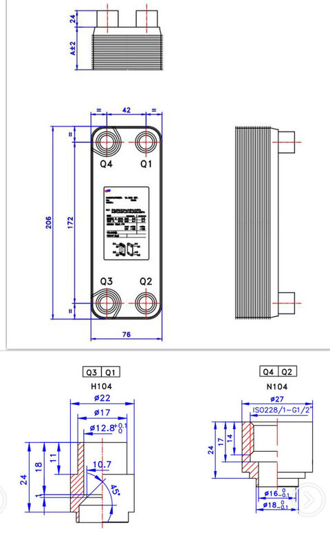 High Pressure Air Conditioning Circulating  Exhaust Gas Stainless Steel Plate Heat Exchanger for Gas
